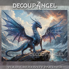Majestic Dragon of Ice - Decoupage- Tissuepapier