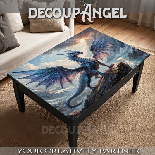 Majestic Dragon of Ice - Decoupage- Tissuepapier