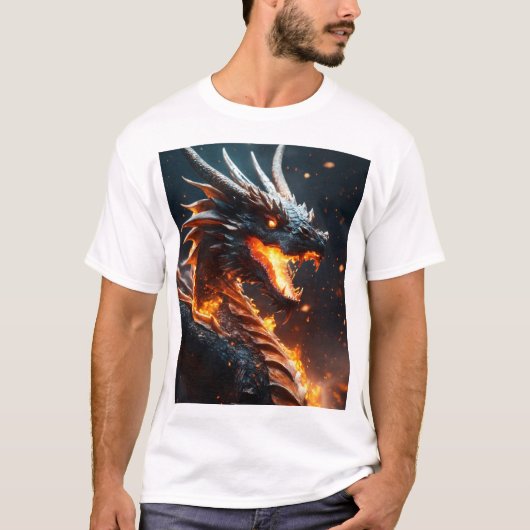 Majestic Dragon te midden van kosmische vlammen T-shirt (Voorkant)