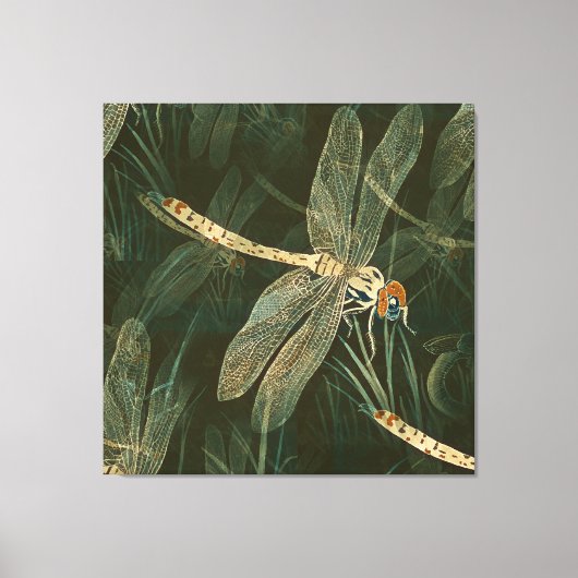 Majestic Dragonfly Pattern Canvas Afdruk (Voorkant)