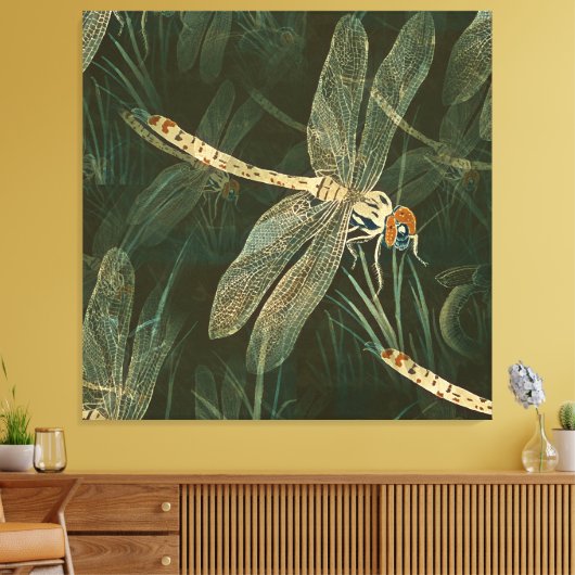 Majestic Dragonfly Pattern Canvas Afdruk (Insitu (Woonkamer))