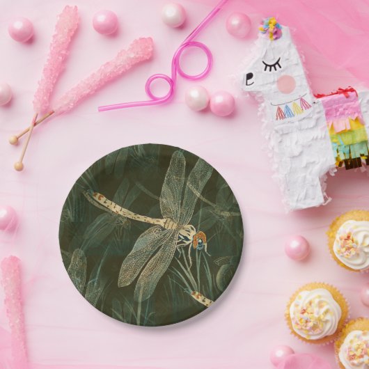 Majestic Dragonfly Pattern  Papieren Bordje (Feest)