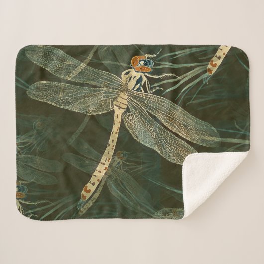 Majestic Dragonfly Pattern Sherpa Deken (Voorkant (horizontaal))