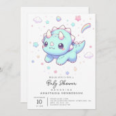 Majestic Dreamy Dinosaur Baby shower Kaart (Voorkant / Achterkant)