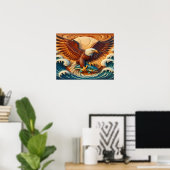 Majestic Eagle Clutching een vis 20x16 Poster (Thuiskantoor)
