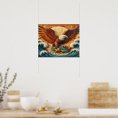 Majestic Eagle Clutching een vis 20x16 Poster (Keuken)