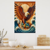 Majestic Eagle Clutching een vis 24x36 Poster (Keuken)