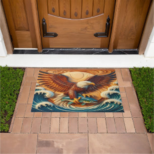 Majestic Eagle Clutching een vis 36x24 Deurmat