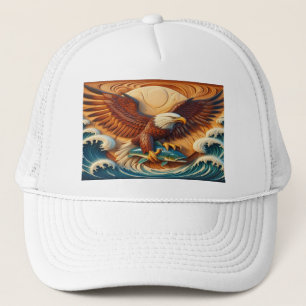 Majestic Eagle Clutching een vis 36x24 Trucker Pet