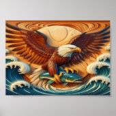 Majestic Eagle Clutching een vis 5x7 Poster (Voorkant)