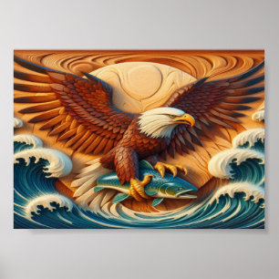 Majestic Eagle Clutching een vis 5x7 Poster