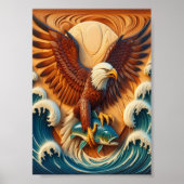 Majestic Eagle Clutching een vis 7x5 Poster (Voorkant)
