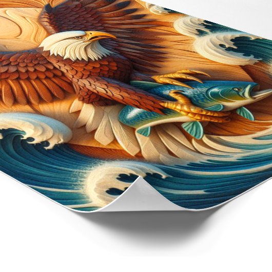 Majestic Eagle Clutching een vis 7x5 Poster (Hoek)