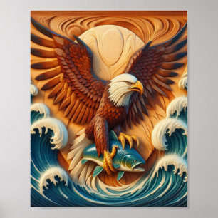 Majestic Eagle Clutching een vis 8x10 Poster