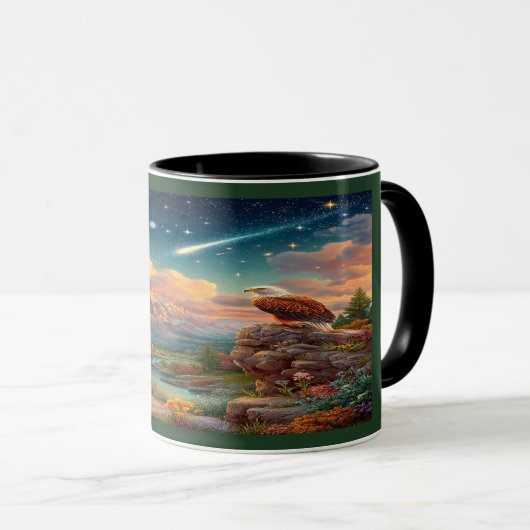 Majestic Eagle Cosmic Sky Mountain Mug Mok (Voorkant rechts)