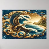 Majestic Eagle die over water vliegt Poster (Voorkant)