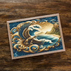 Majestic Eagle die over water vliegt Poster