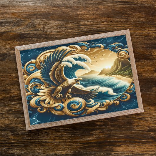 Majestic Eagle die over water vliegt Poster