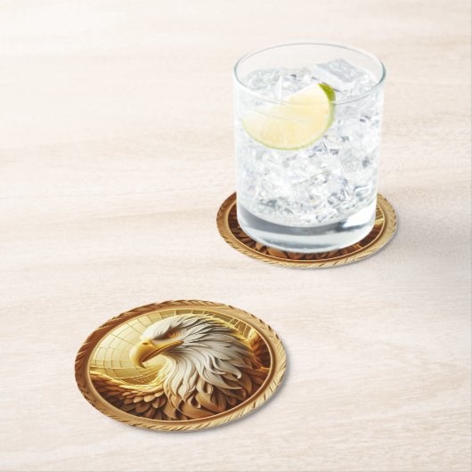 Majestic Eagle: Een gouden hulde Ronde Kartonnen Onderzetter (Insitu)