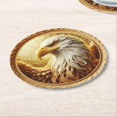 Majestic Eagle: Een gouden hulde Ronde Kartonnen Onderzetter (Gebogen)