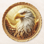 Majestic Eagle: Een gouden hulde Ronde Kartonnen Onderzetter (Voorkant)