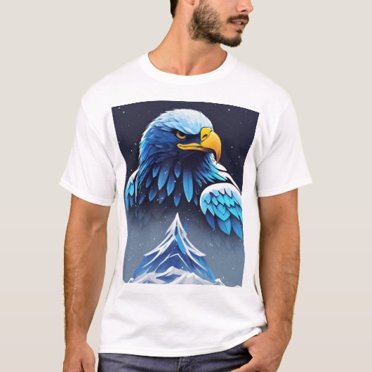Majestic Eagle en Snowy Mountain T-shirt (Voorkant)