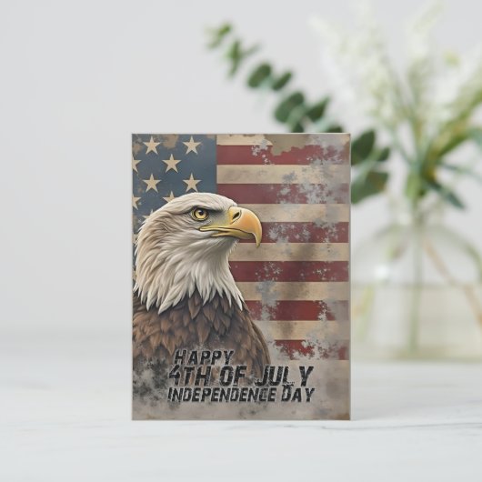 Majestic Eagle & Flag – Spirit of Freedom Feestdagenkaart (Staand voorkant)
