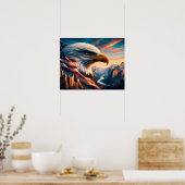 Majestic Eagle fuseerde met American Flag20x16 Poster (Keuken)