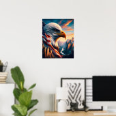 Majestic Eagle fuseerde met American Flag 16x20 Poster (Thuiskantoor)