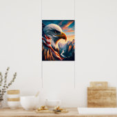 Majestic Eagle fuseerde met American Flag 16x20 Poster (Keuken)