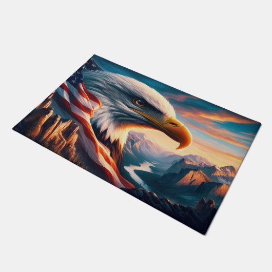 Majestic Eagle fuseerde met American Flag 36x24 Deurmat (Schuin)