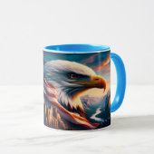 Majestic Eagle fuseerde met American Flag 36x24 Mok (Voorkant rechts)