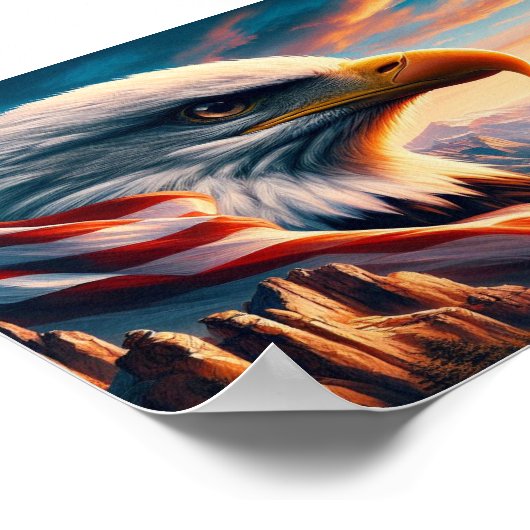 Majestic Eagle fuseerde met American Flag 5x7 Poster (Hoek)