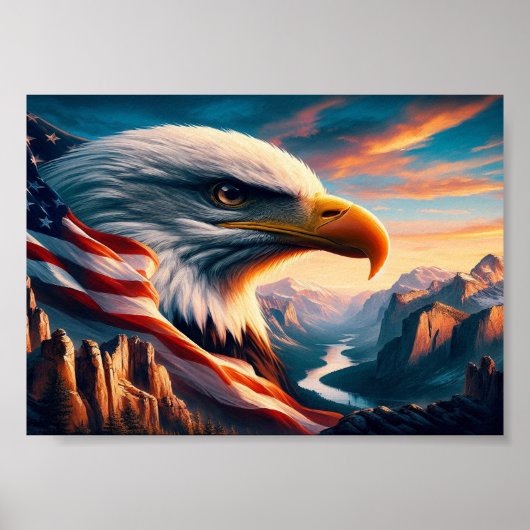 Majestic Eagle fuseerde met American Flag 5x7 Poster (Voorkant)