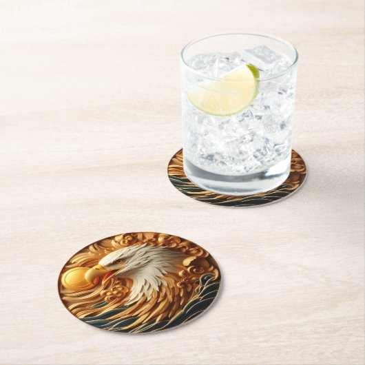 Majestic Eagle grijpen een bal Ronde Kartonnen Onderzetter (Insitu)