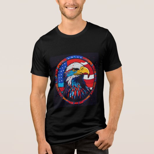 Majestic Eagle Head Design Tri-Blend Shirt (Voorkant)