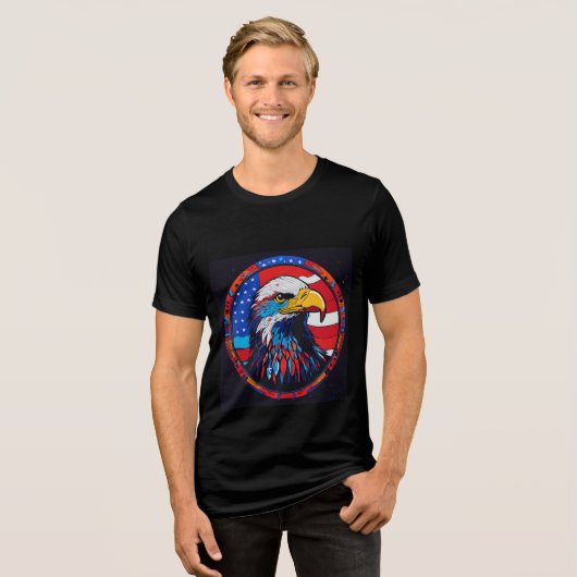 Majestic Eagle Head Design Tri-Blend Shirt (Voorkant volledig)