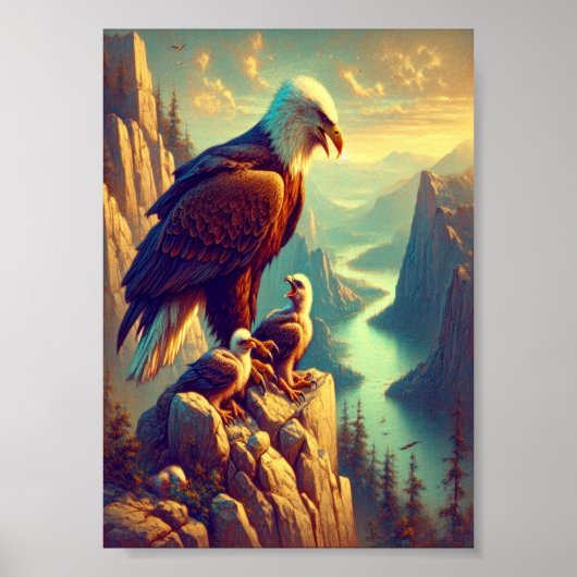 Majestic Eagle Het vangen van een meer forel 5 "x7 Poster (Voorkant)