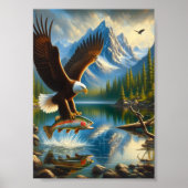 Majestic Eagle het vangen van een meer forel 5x7 Poster (Voorkant)