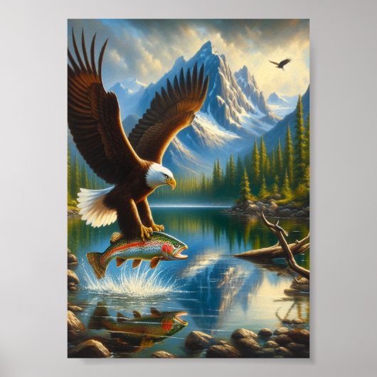 Majestic Eagle het vangen van een meer forel 5x7 Poster (Voorkant)