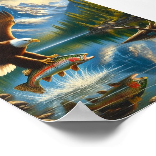 Majestic Eagle het vangen van een meer forel 5x7 Poster (Hoek)