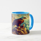 Majestic Eagle het vangen van een meer forel 7 "x5 Mok (Voorkant rechts)