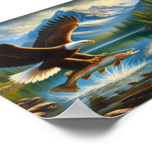 Majestic Eagle het vangen van een meer forel 7x5 Poster (Hoek)