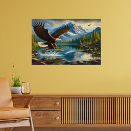 Majestic Eagle het vangen van een meer forel Poster