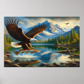 Majestic Eagle het vangen van een meer forel Poster (Voorkant)
