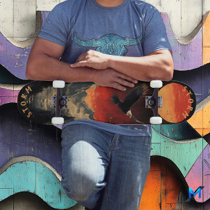 Majestic Eagle in Fiery Sunset, Retro Persoonlijk Skateboard