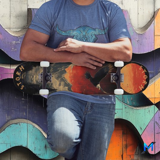 Majestic Eagle in Fiery Sunset, Retro Persoonlijk Skateboard