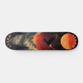 Majestic Eagle in Fiery Sunset, Retro Persoonlijk Skateboard (Horizontaal)