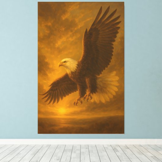 Majestic Eagle in Golden Light – Fine Art Wildlife Canvas Afdruk (Insitu (Houten vloer))