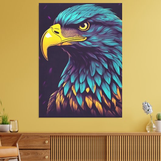 Majestic Eagle in levendige kleuren Canvas Afdruk (Insitu (Woonkamer))